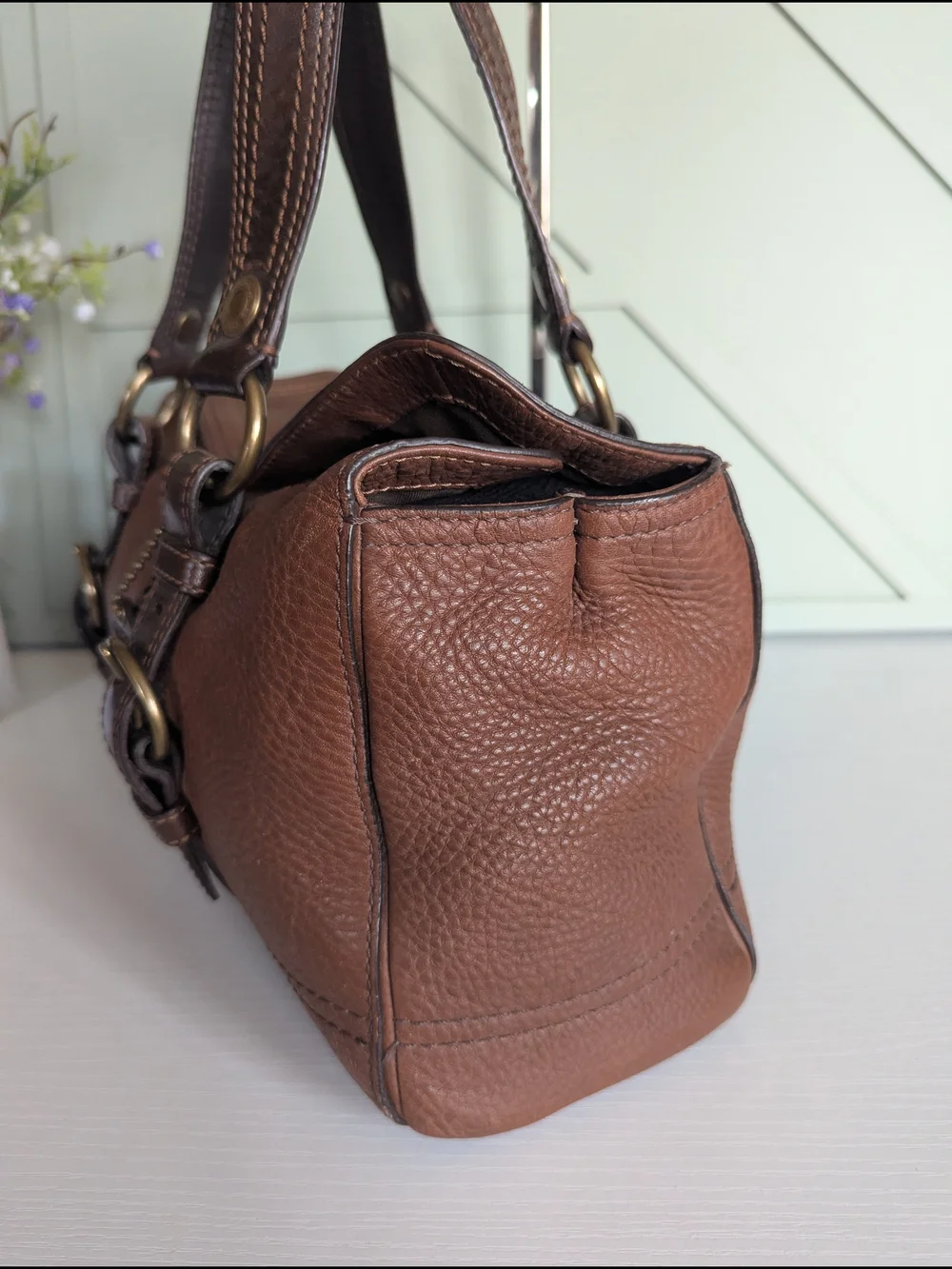 Coach Brown Pebbled Leather Shoulder Bag
